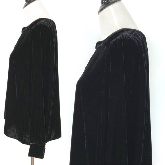 New Talbots Black Velvet Long-Sleeve Top Rhinestone Embellished  Sz L - Picture 10 of 16